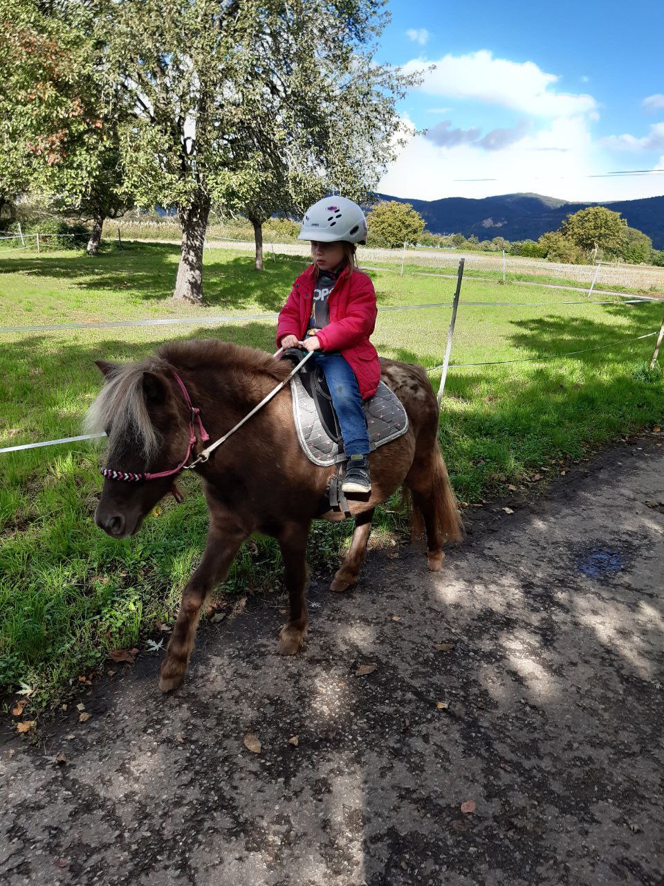 Kind reitet Pony in Heidelberg